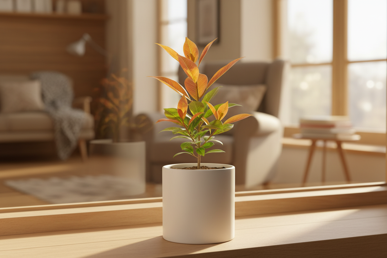 Give the orange splender  plant sapling perfect image where does that plant suites in home show the plant image naturally and clearly from 3  to 5 inches and in image where we need to keep this plant and show the plant near to us exactly how it is visible in white pot