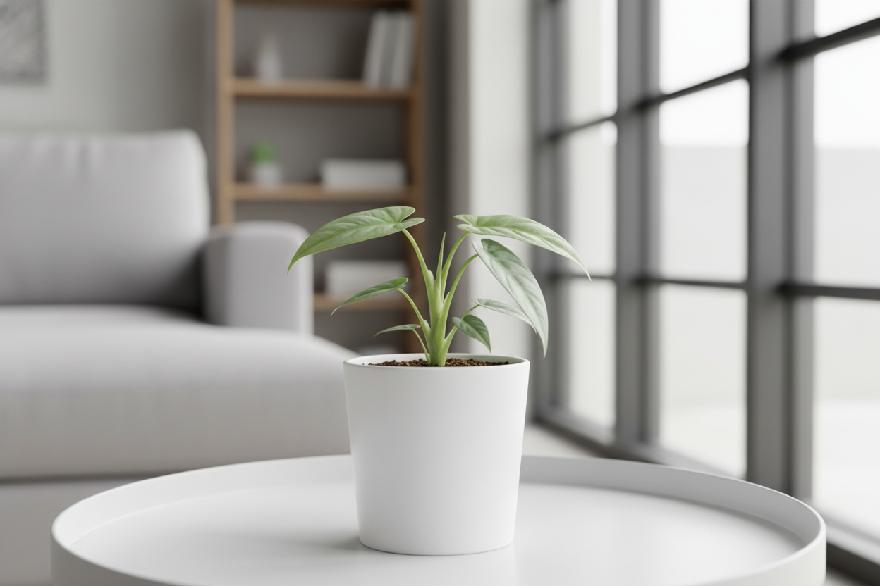 Give the silver sword   plant sapling perfect image where does that plant suites in home show the plant image naturally and clearly from 3  to 5 inches and in image where we need to keep this plant and show the plant near to us exactly how it is visible in white pot