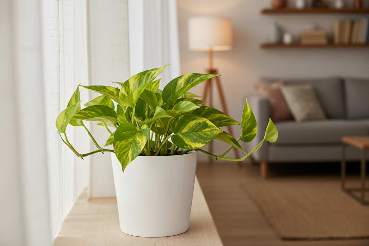 I need the golden money plant in white pot of size is 5 inches and the plant will be 5 inches keep in home where this plant sets keep their and show the plant clearly with single plant 
